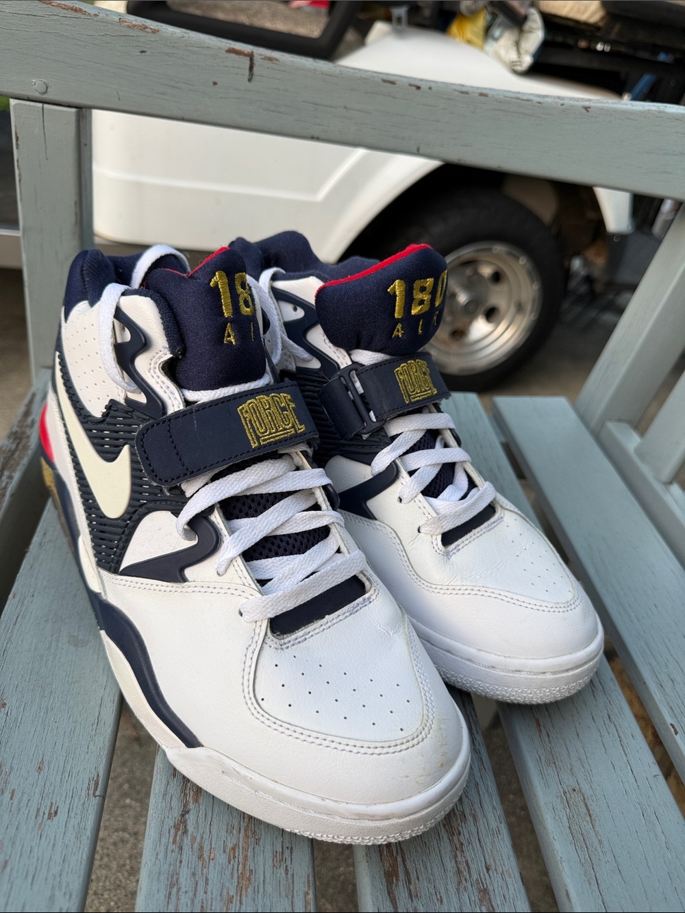 Nike Navy with Gold and Red Accents Air Force 180s